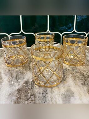Altuzarra 18k gold lattice double old fashioned tumbler glasses set of 4